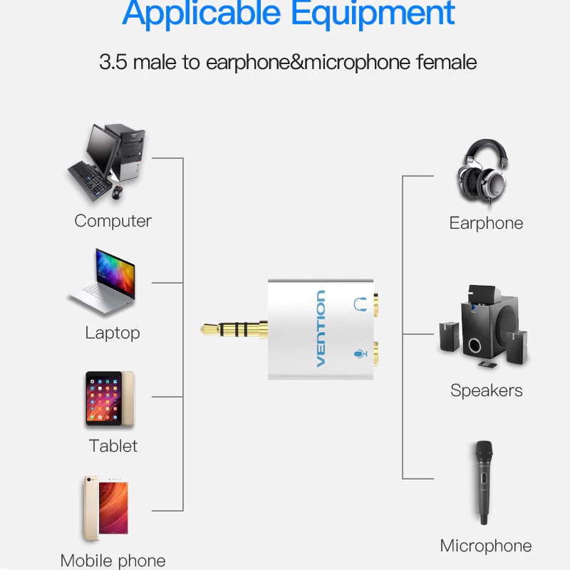 Dây cáp âm thanh chia cổng 3.5mm từ 1 đầu giắc cắm sang 2 đầu cổng cắm