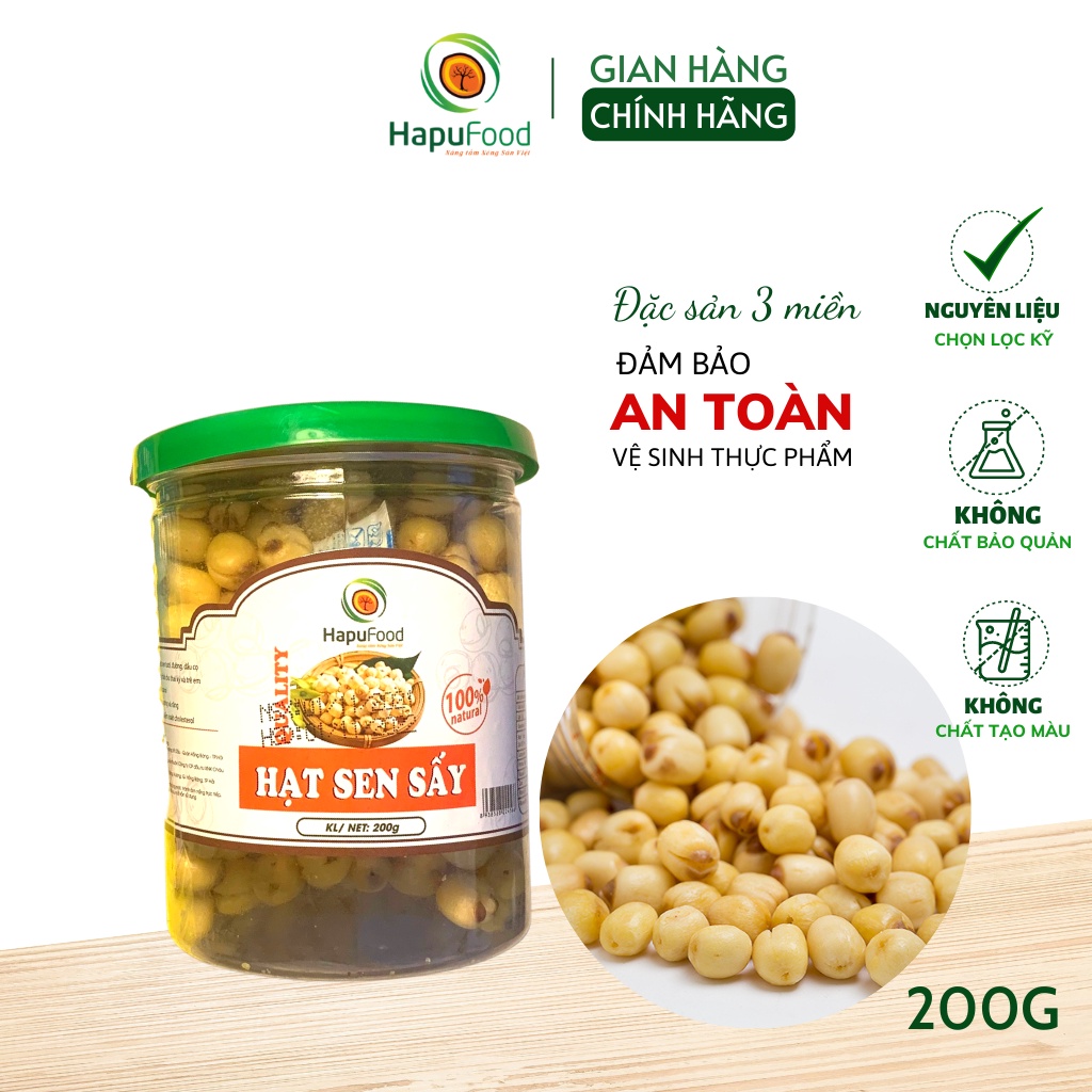 Hạt sen sấy giòn HAPUFOOD 200gram ăn liền, hạt dinh dưỡng