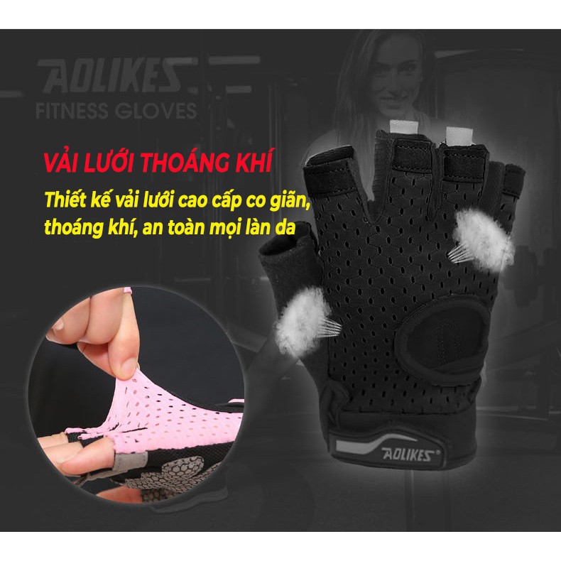 Găng Tay Tập Gym Nam Nữ Chính Hãng Aolikes113 Phiên Bản Nâng Cấp 2 Trong 1 Có Quấn Tiện Ích
