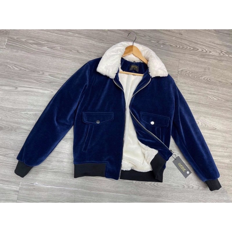 Áo Khoác nhung tuyết cổ lông