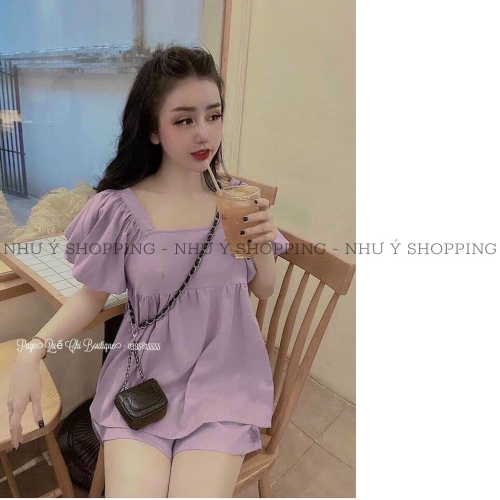 Set bộ đũi quần đùi mát rượi mùa hè free size dưới 52kg hình trải sàn chụp thật_d70TP