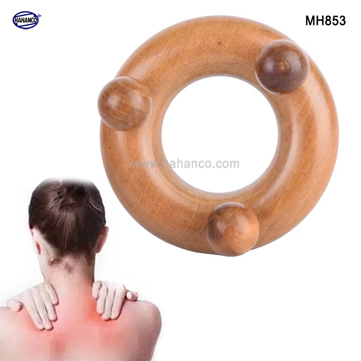 Dụng Cụ bằng gỗ thơm day ấn Huyệt Mát xa tròn - Đầu, bụng, tay, chân, Kiểu thái - MH853