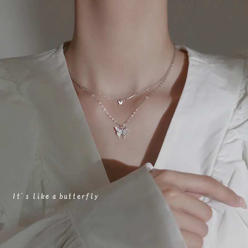 Vòng cổ IF YOU mạ bạc đính đá pha lê thời trang