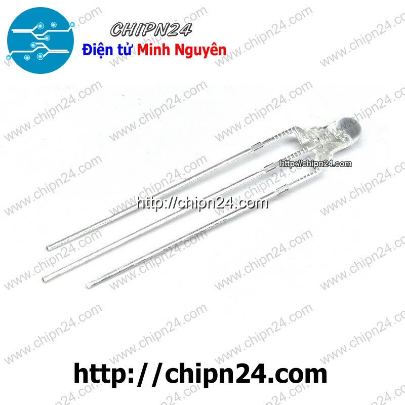 [25 CON] (TK1) Led 2 màu 3 chân 3MM Trong Âm chung (Đỏ/Xanh Lá Mạ)