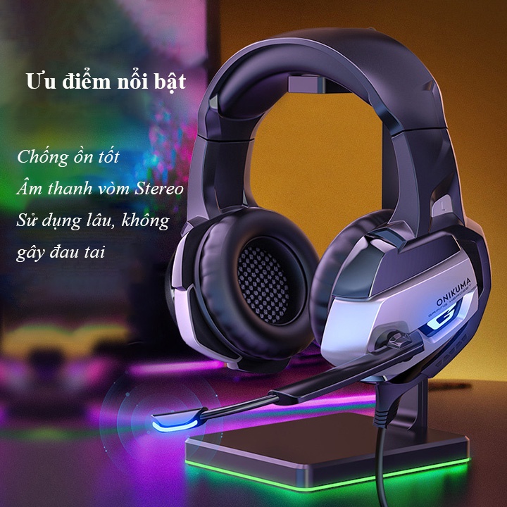 Tai nghe chụp tai chơi game ONIKUMA GAMING HEADSET K5 mic đèn LED cực