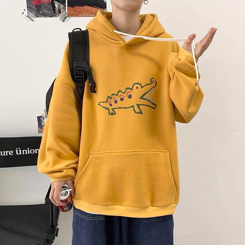 Áo Khoác Hoodie In Hình Cá Sấu Ulzzang Unisex Chất Nỉ Bông Cao Cấp Dáng Rộng Nam Nữ - MM