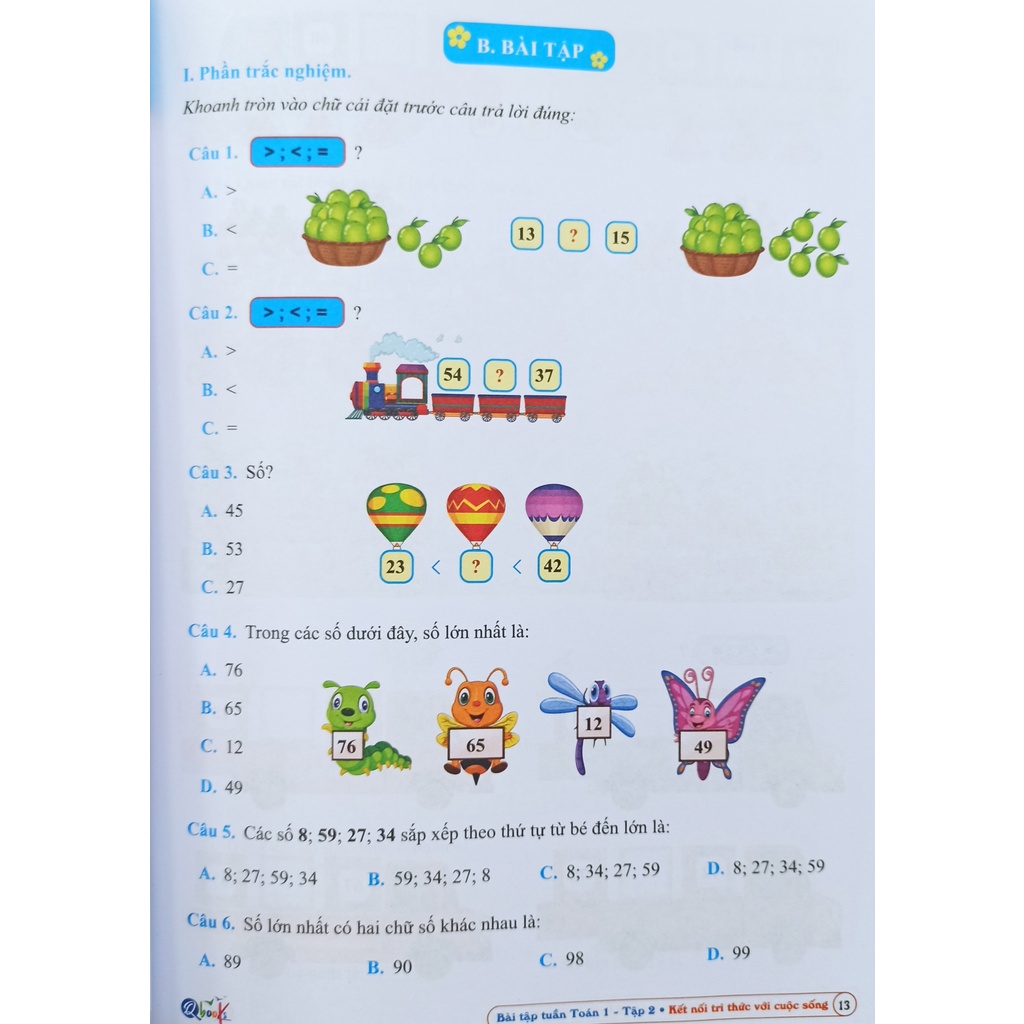 Sách - Bài tập tuần Toán lớp 1 tập 2 - Qbooks (Kết nối tri thức với cuộc sống)