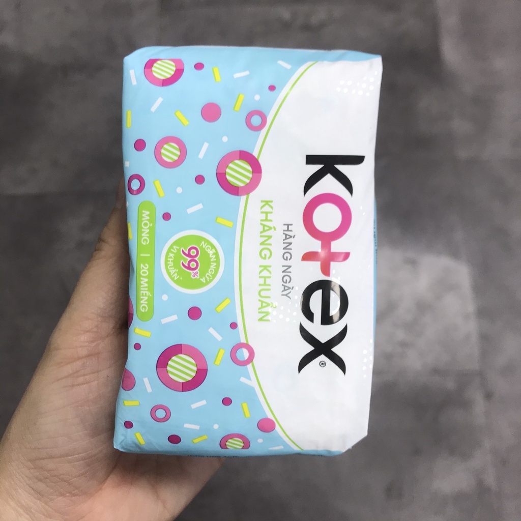 Băng vệ sinh chống tràn kháng khuẩn KOTEX - bvs 8 Miếng - 20 miếng Mỏng Xanh Ngọc