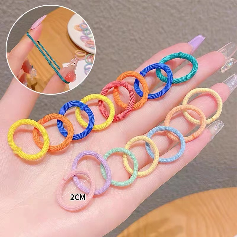 Dây Buộc Tóc Co Giãn Màu Cầu Vồng Xinh Xắn Cho Bé Gái