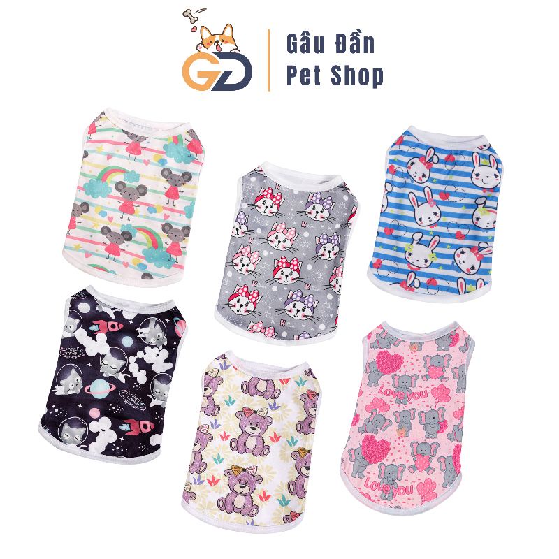 Áo Chó Mèo - Áo Thun Họa Tiết Con Vật Cho Chó Mèo