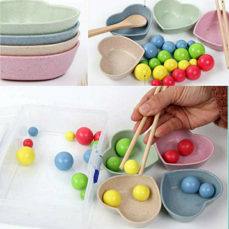 Đồ chơi thông minh Montessori gắp hạt kèm bát kích thích sáng tạo, đồ chơi phát triển trí tuệ