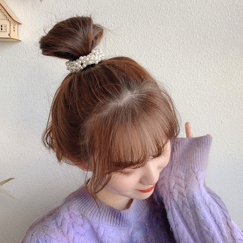 Mới Dây Cột Tóc Đính Ngọc Trai Đơn Giản Phong Cách Hàn Quốc