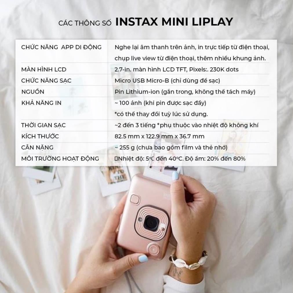 ( SLN 9 ) ( SLN 8 ) FUJIFILM INSTAX MINI LiPLAY - MÁY ẢNH IN LẤY LIỀN 3 TRONG 1 - Chính Hãng - Bảo hành 1 năm - Tặng kèm