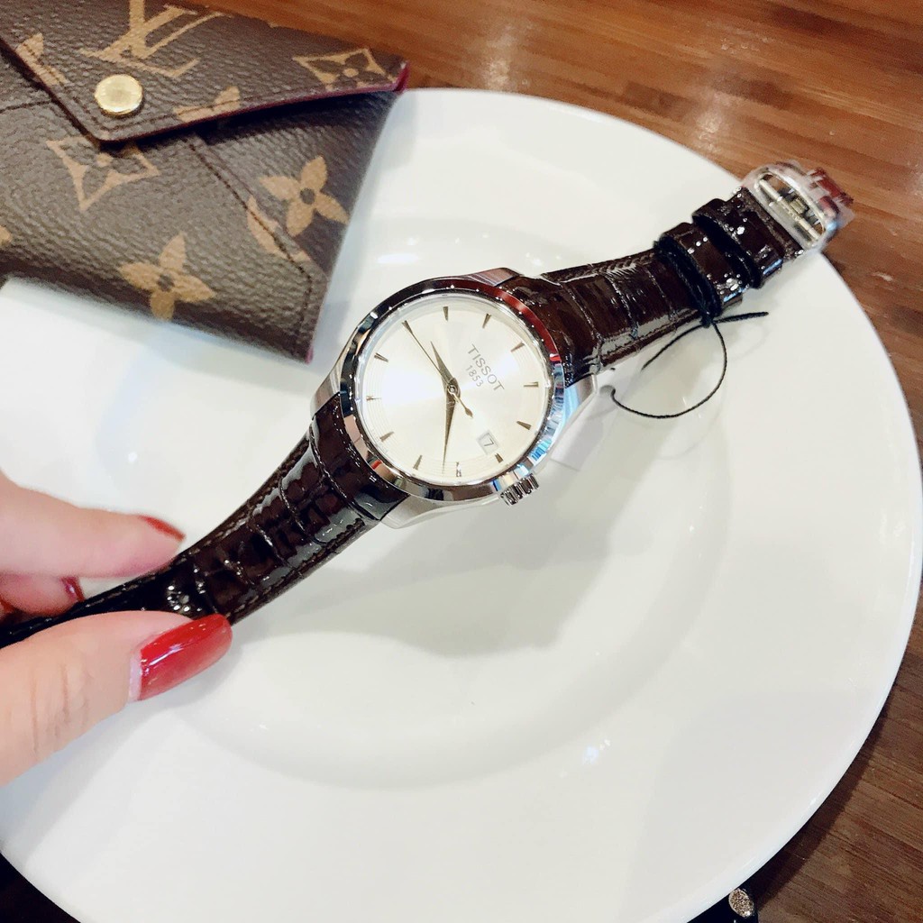 đồng hồ nữ TISSOT T-Classic Couturier Lady dây nâu