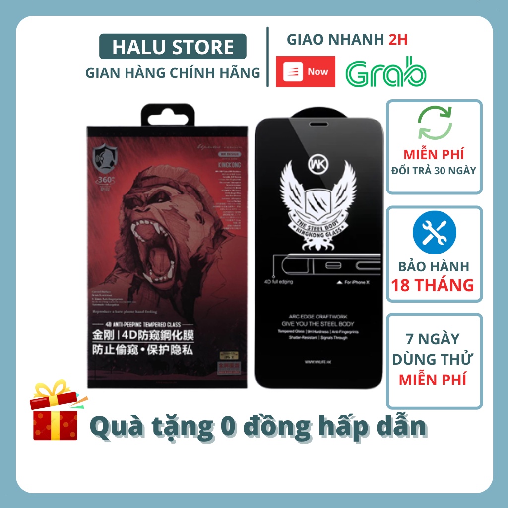 Kính cường lực iphone chống nhìn trộm kingkong baiko cho 7 8 plus x xs xr 11 12 13 pro max halustore