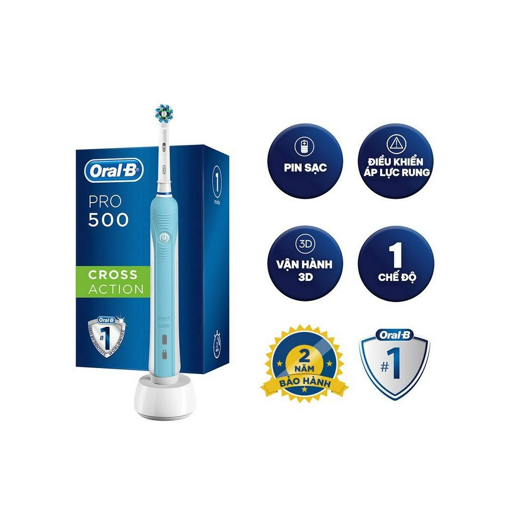 Bàn chải đánh răng điện Braun Oral-B Pro 500 - Hàng chính hãng bảo hành 24 tháng