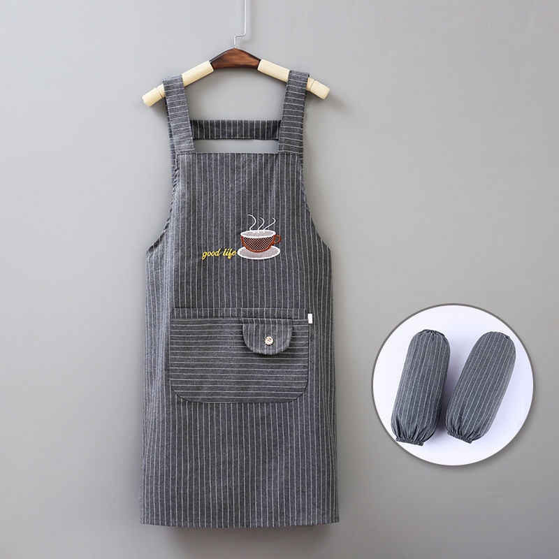 Tạp Dề Cotton Không Tay Chống Dầu Phong Cách Hàn Quốc Dễ Thương Dành Cho Nữ