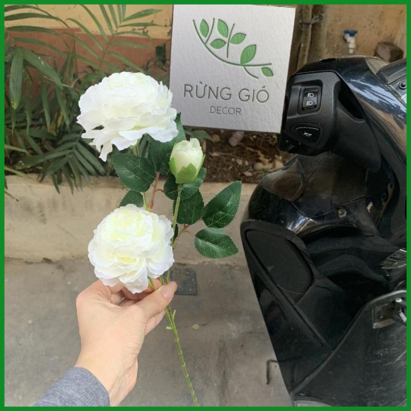 Hoa lụa 2 bông 1 nụ
