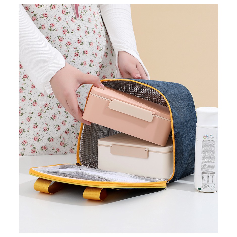 Túi giữ nhiệt đựng cơm trưa, đồ ăn cao cấp, dày dặn, chống thấm #T10-14 (Hello)