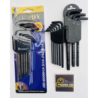 Bộ lục giác hoa thị nam châm, lục giác đầu bông thép đen siêu cứng BUDDY A0097 Nhật Bản