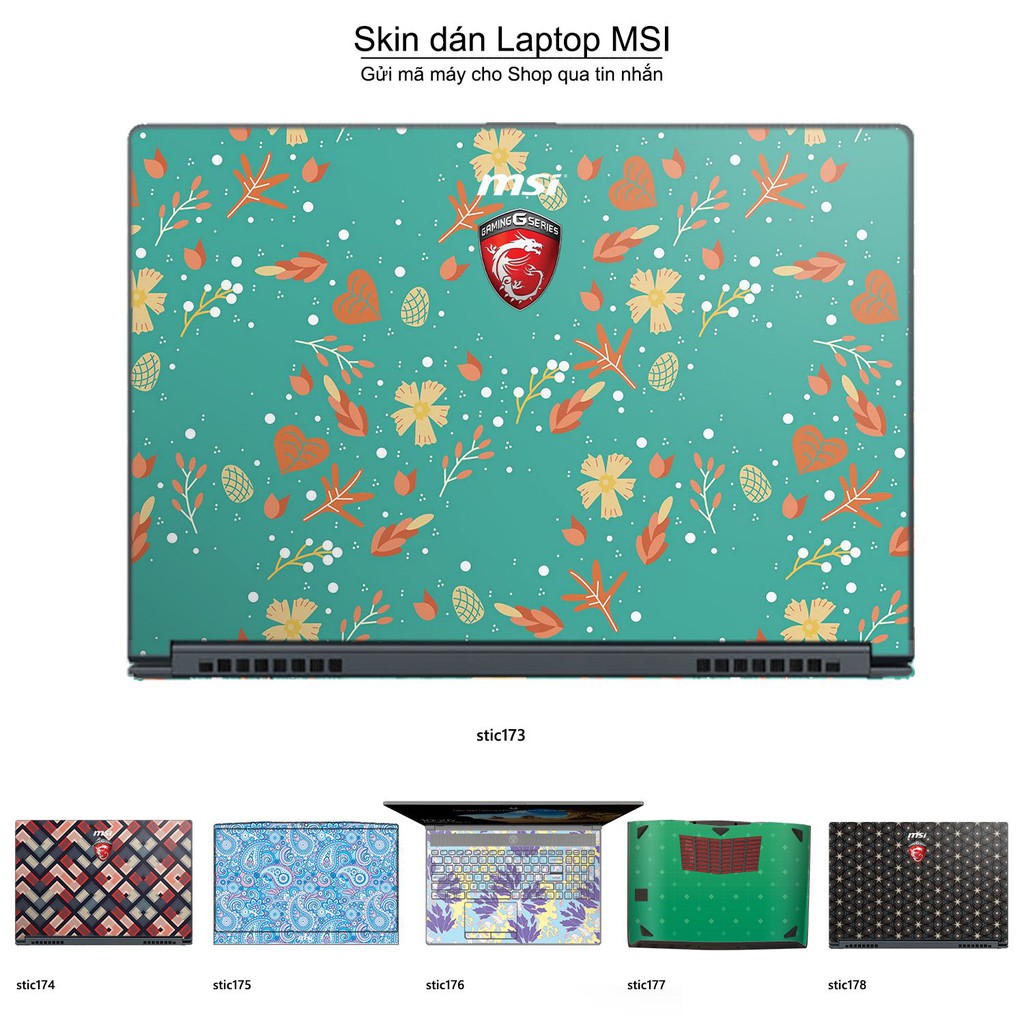 Skin dán Laptop MSI in hình Hoa văn sticker _nhiều mẫu 29 (inbox mã máy cho Shop)