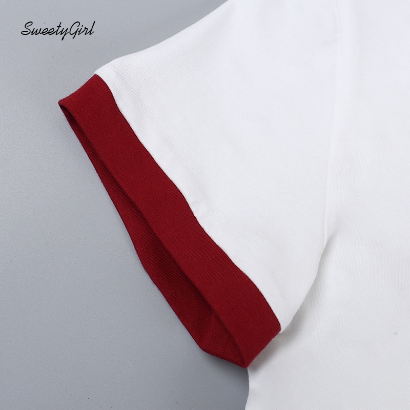 Áo Thun Tay Ngắn Cổ Tròn In Chữ Phối Màu Sắc Tương Phản Thời Trang Cho Nữ 2022