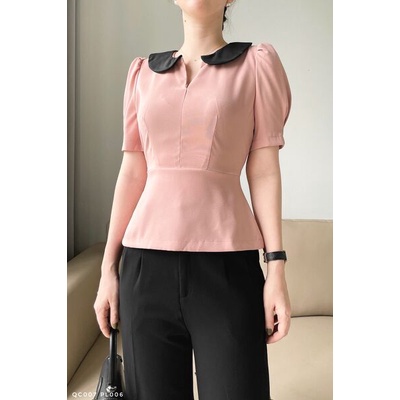 Áo peplum tay bèo cổ phối thanh lịch thời trang công sở Calie PL006