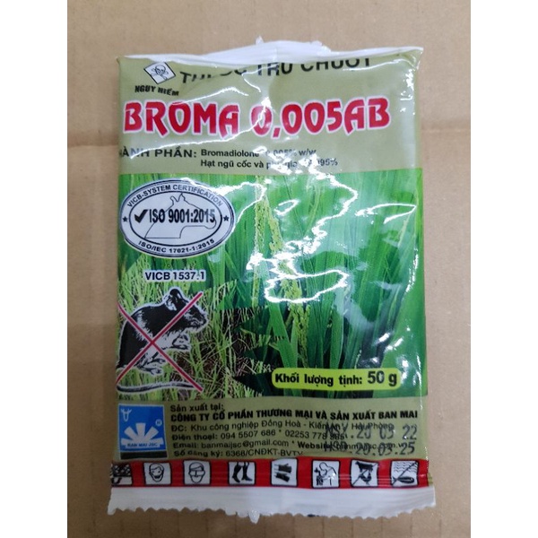 Bả diệt chuột trộn thóc BROMA 50 gr
