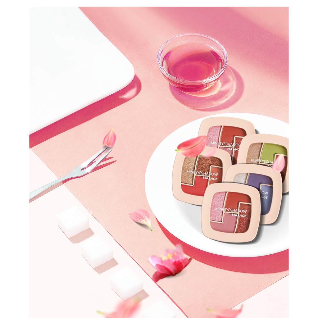 MAGEFY Mắt  Mini 4 Màu Không Thấm Nước 21g/Bảng phấn mắt /Ba màu có sẵn/Bảng Phấn Mắt 4 Màu Lì / Nhũ Kháng Nước Lâu Trôi