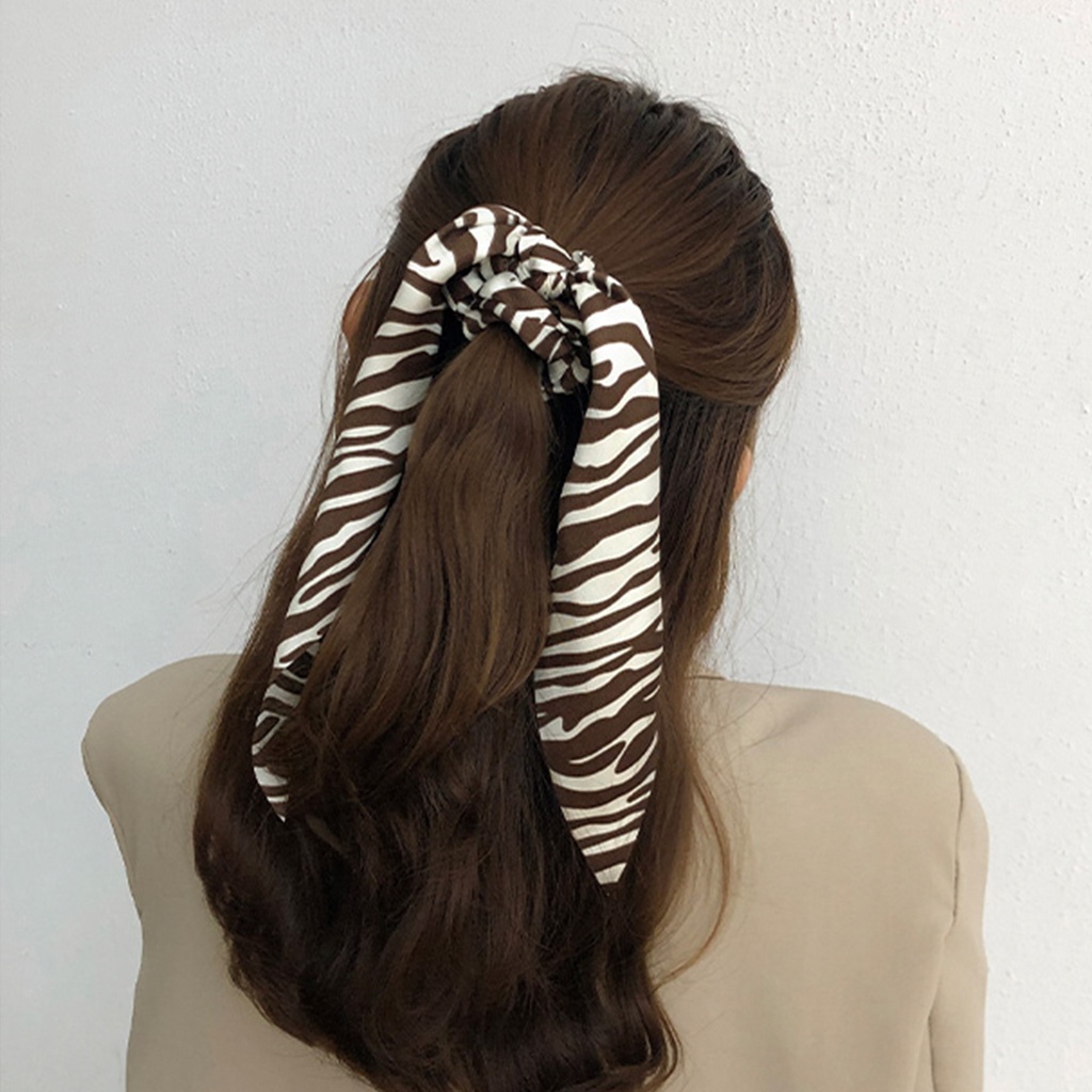 (0488) Scrunchies Dây Chun Buộc Tóc Bản Dài Vằn Ngựa Cá Tính