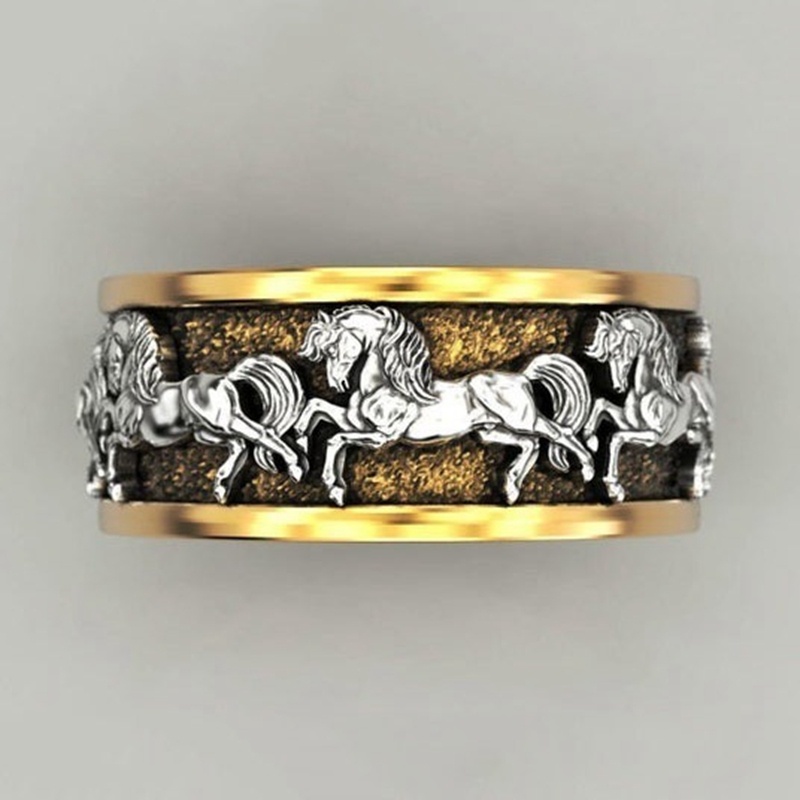 Nhẫn Thời Trang Nam Mạ Vàng 18k 925 Hình Con Ngựa Kích Thước 7-14 | BigBuy360 - bigbuy360.vn