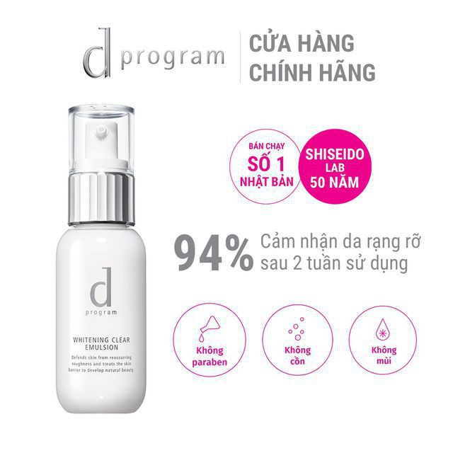 Sữa dưỡng trắng da dProgram Whitening Clear Emulsion 100ml (Date 9/2023)