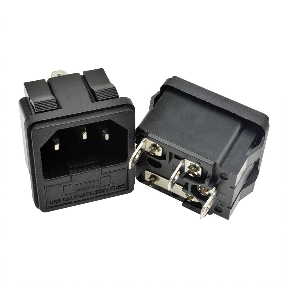 1 Ổ Cắm Điện 3 Đầu Nối Ac 250v 10a Iec320 C14 Male