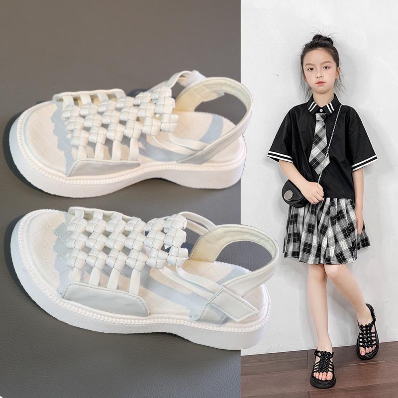 Sandal bé gái đi học đi chơi quai sợi tết chắc chắn phong cách thời trang Hàn Quốc [SDG27]