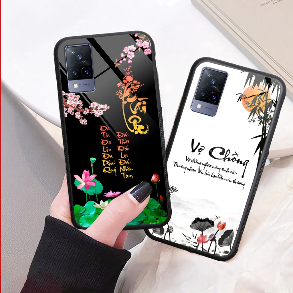 Ốp lưng KÍNH Vivo V21 5G in hình 3D TÀI LỘC-TÂM AN -MÃ ĐÁO