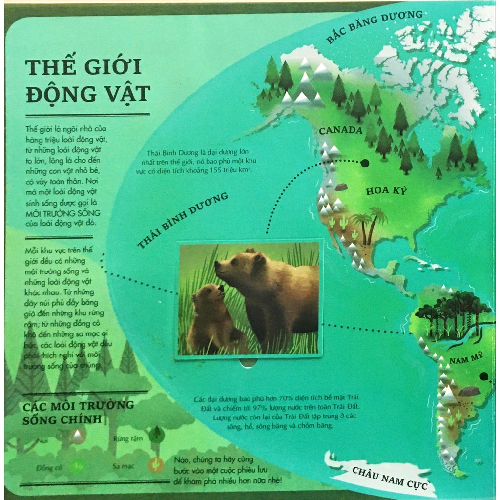 Sách - Atlas Đa Tương Tác Về Động Vật Hoang Dã - Wilderness: An Interactive Atlas Of Animals