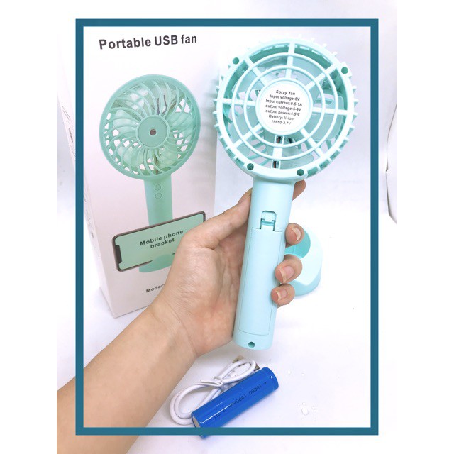 [kèm ảnh thật] QUẠT PHUN SƯƠNG CẦM TAY MINNI ĐIỀU HOÀ TẠO ĐỘ ẨM 3 TỐC ĐỘ, SẠC PIN TÍCH ĐIỆN