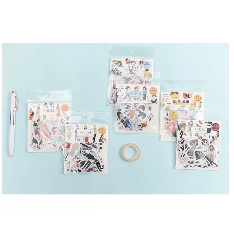 Bộ 40 sticker hình nữ sinh năng động