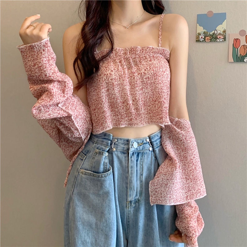 IELGY Áo sơ mi chiffon tay dài dáng rộng in họa tiết hoa phong cách Hàn Quốc thời trang cho nữ