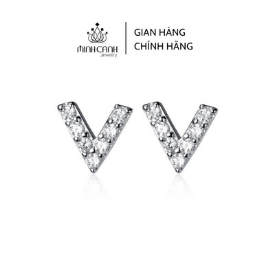 Bông Tai Bạc Chữ V - Minh Canh Jewelry