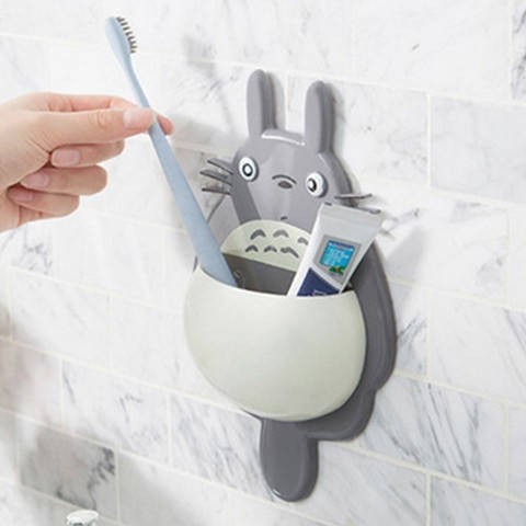 Giá Đỡ Bàn Chải Đánh Răng / Cốc Súc Miệng / Kem Đánh Răng Gắn Tường Hình Totoro Hoạt Hình Không Cần Khoan Lỗ Cho Nhà Tắm