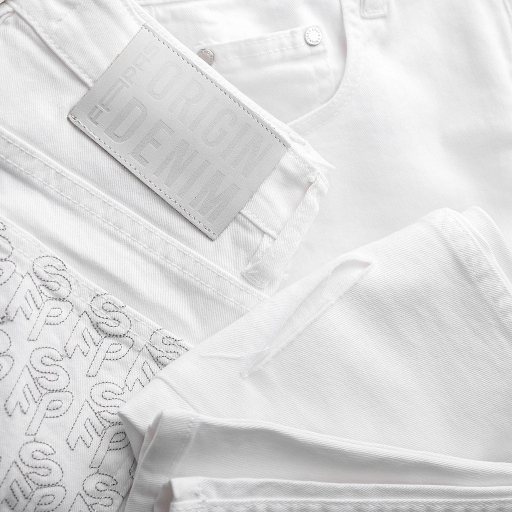 Quần Jean Skinny Puth Màu Trắng Chính Hãng Fapas Chất Liệu Denim Dày Dặn Rách Rối - FAPAS