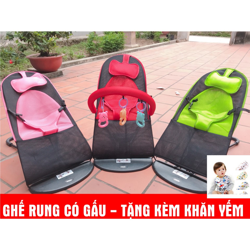 Ghế rung cho bé có GẤU - TẶNG KÈM KHĂN YẾM