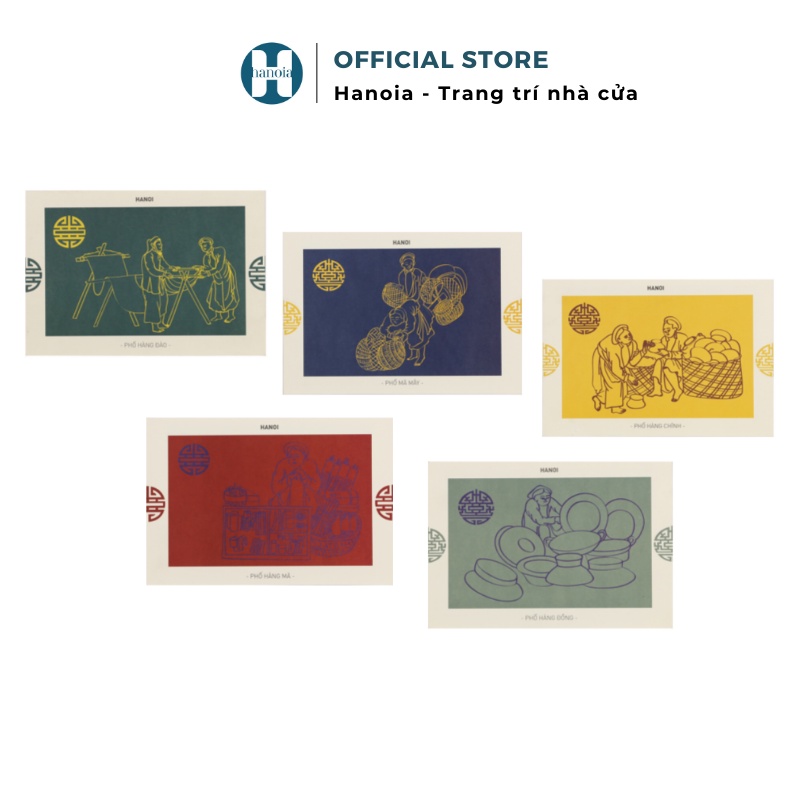 HANOIA SET 5 BƯU THIẾP POSTCARD 36 PHỐ PHƯỜNG HÀ NỘI QUÀ TẶNG LƯU NIỆM