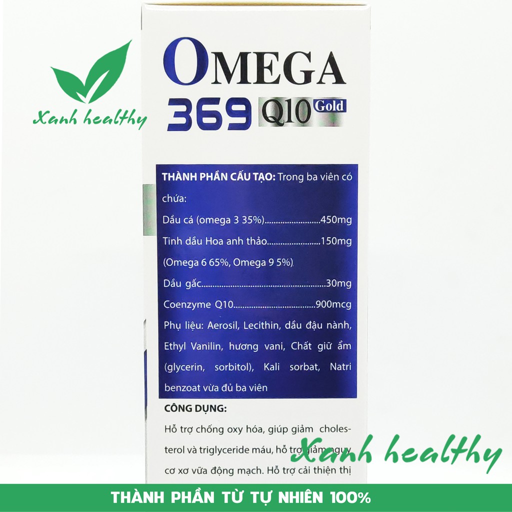 Omega 369 Q10 Gold Viên dầu cá  giúp Bổ não, sáng mắt, khỏe mạnh tim mạch, tăng cường trí nhớ
