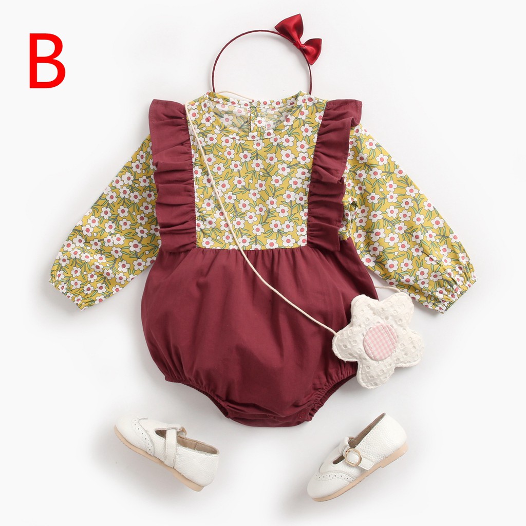 Áo liền quần Sanlutoz thiết kế tay dài họa tiết hoa cho bé gái