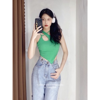 [ HÌNH THẬT ] ÁO TANKTOP VẠT NHỌN MIX DÂY