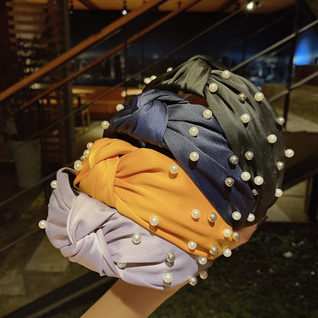 Băng Đô Cài Tóc Màu Trơn Thắt Nút Phong Cách Hàn Quốc Thời Trang