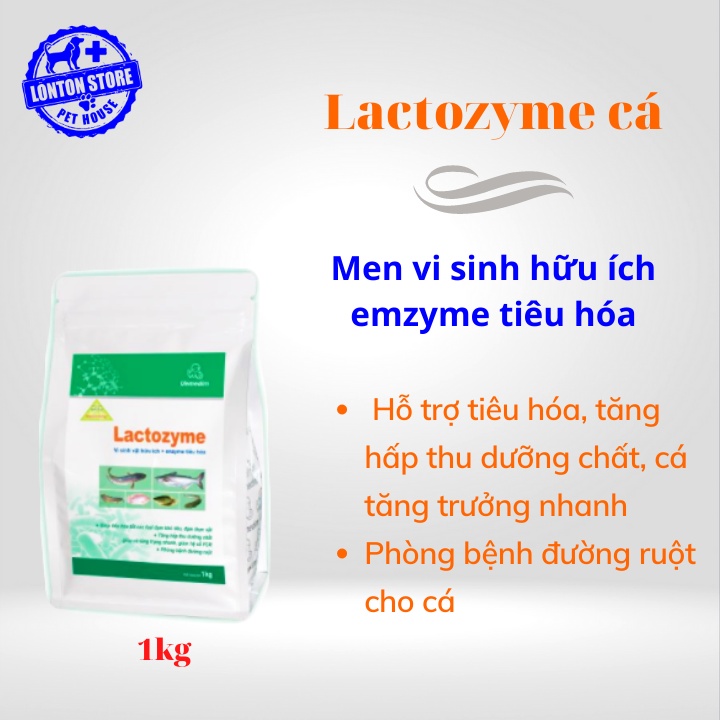 VEMEDIM Lactozyme cá, hỗn hợp dạng bột chứa vi sinh vật hữu ích và enzyme tiêu hóa cho cá, gói 1kg - Lonton store