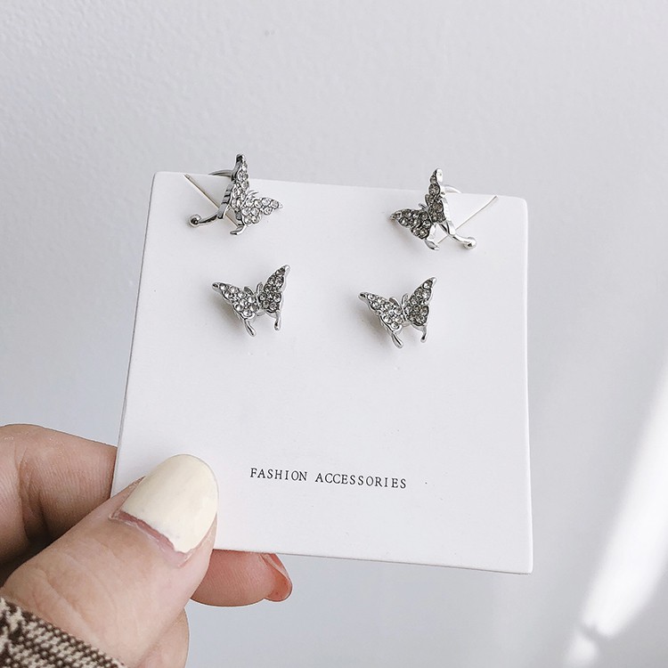  Khuyên kẹp vành tai hình bướm đính đá giả phong cách Hàn Quốc thời trang cho nữ